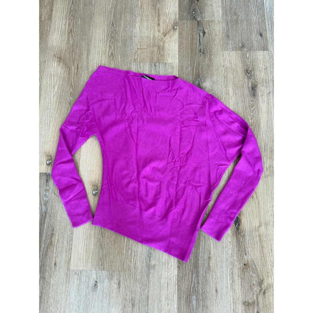 Express Y2K Preppy Minimalist Asymmetrical Dolman Sleeve Sweater Small Pink Top